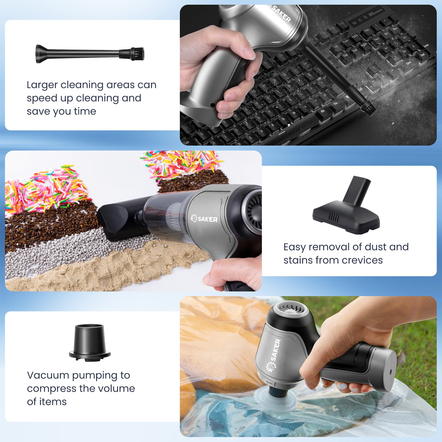 SAKER® Mini Handheld Cordless Vacuum Cleaner